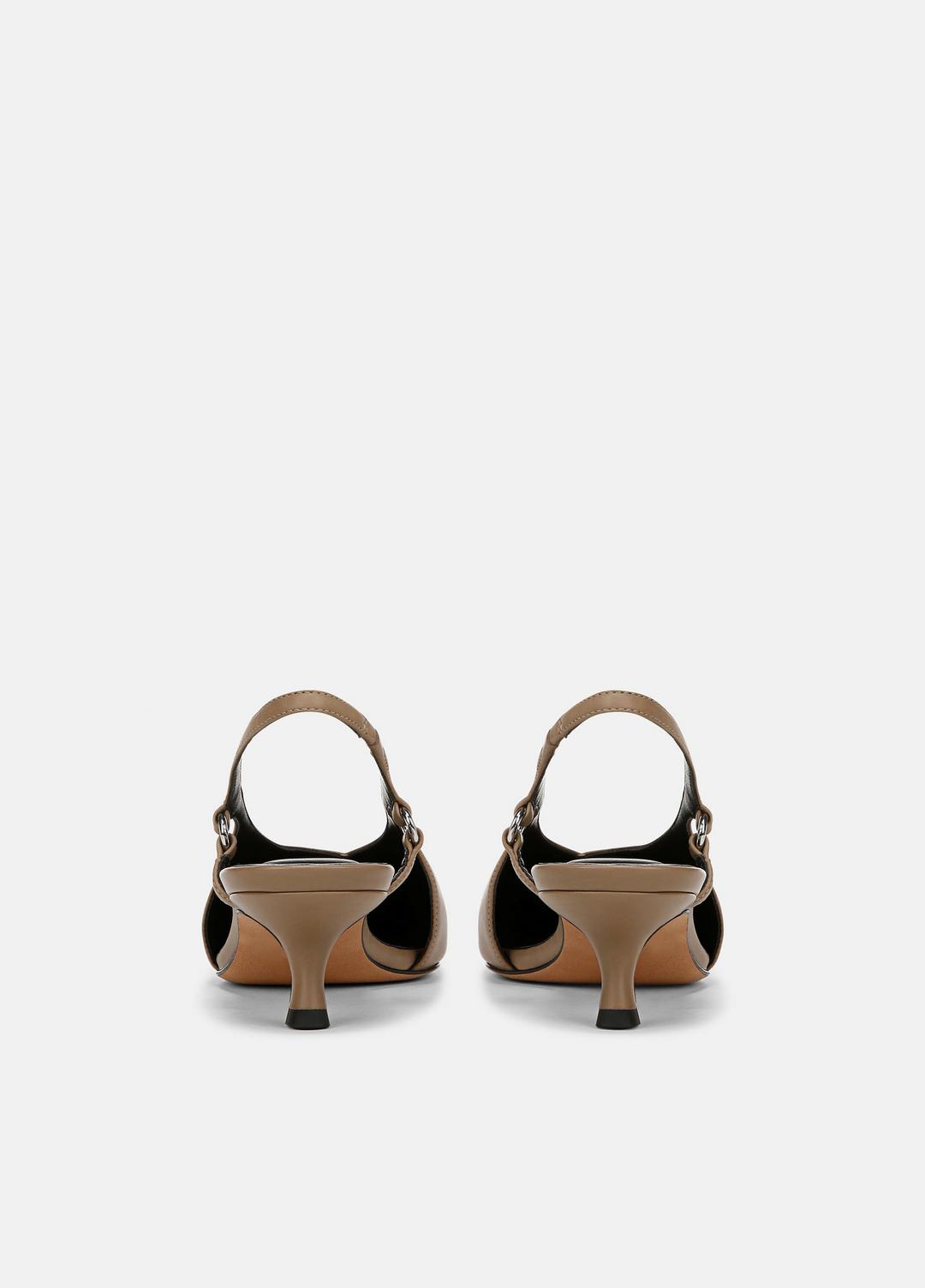 Sabrina Leather Slingback Kitten Heel in Shoes - SAND SHELL