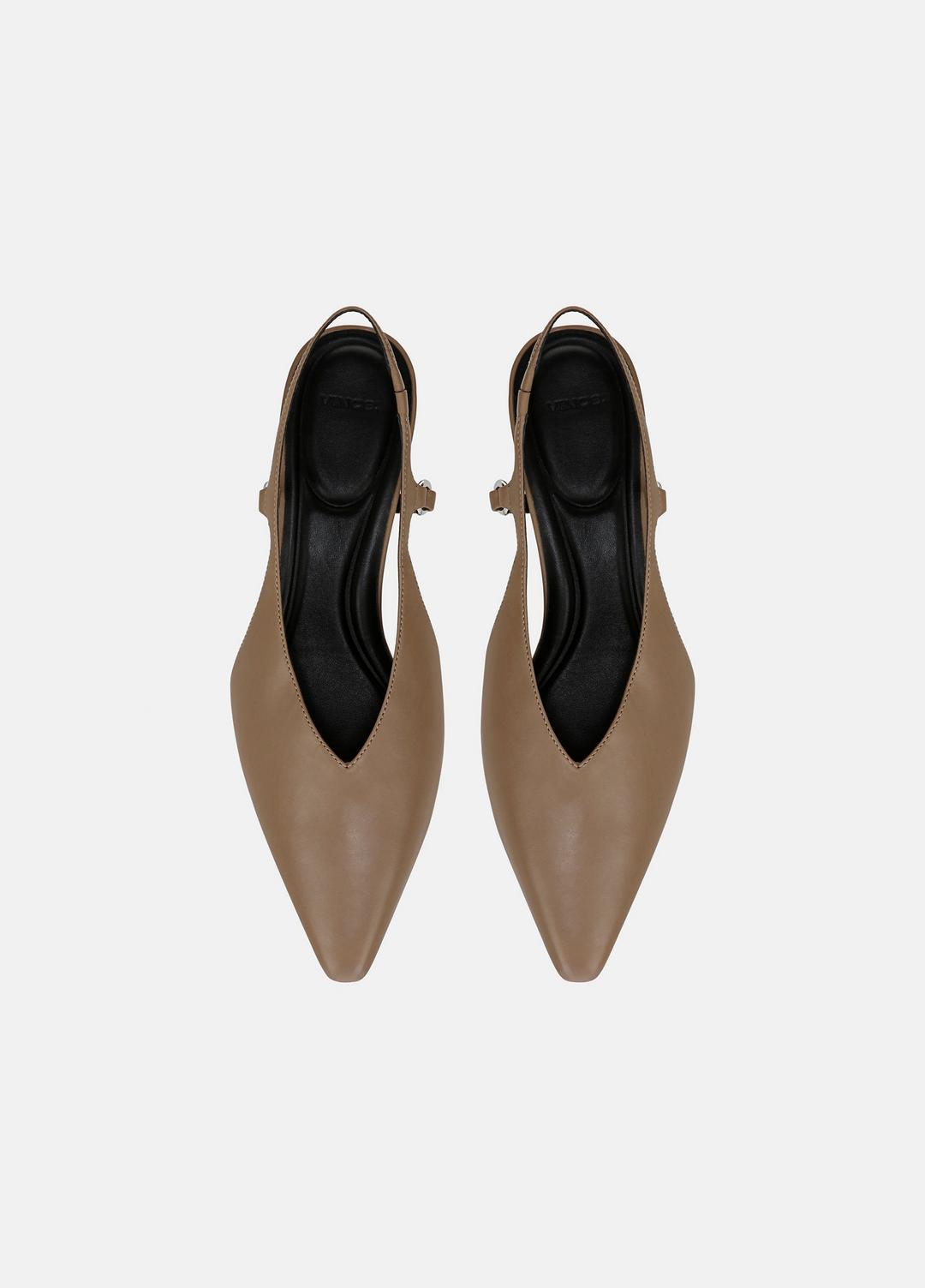 Sabrina Leather Slingback Kitten Heel in Shoes - SAND SHELL