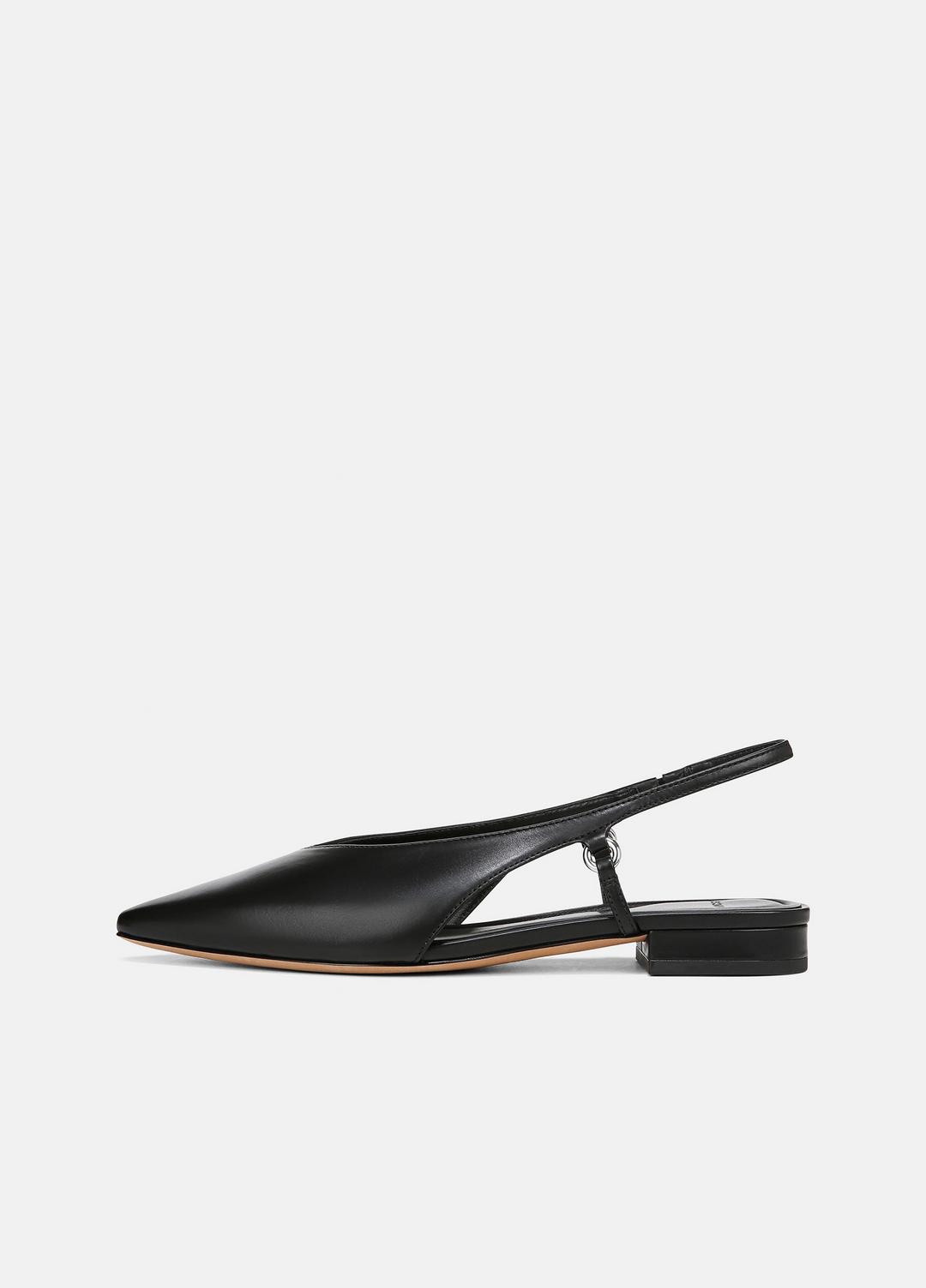 Ines Leather Slingback Flat in Shoes - BLACK