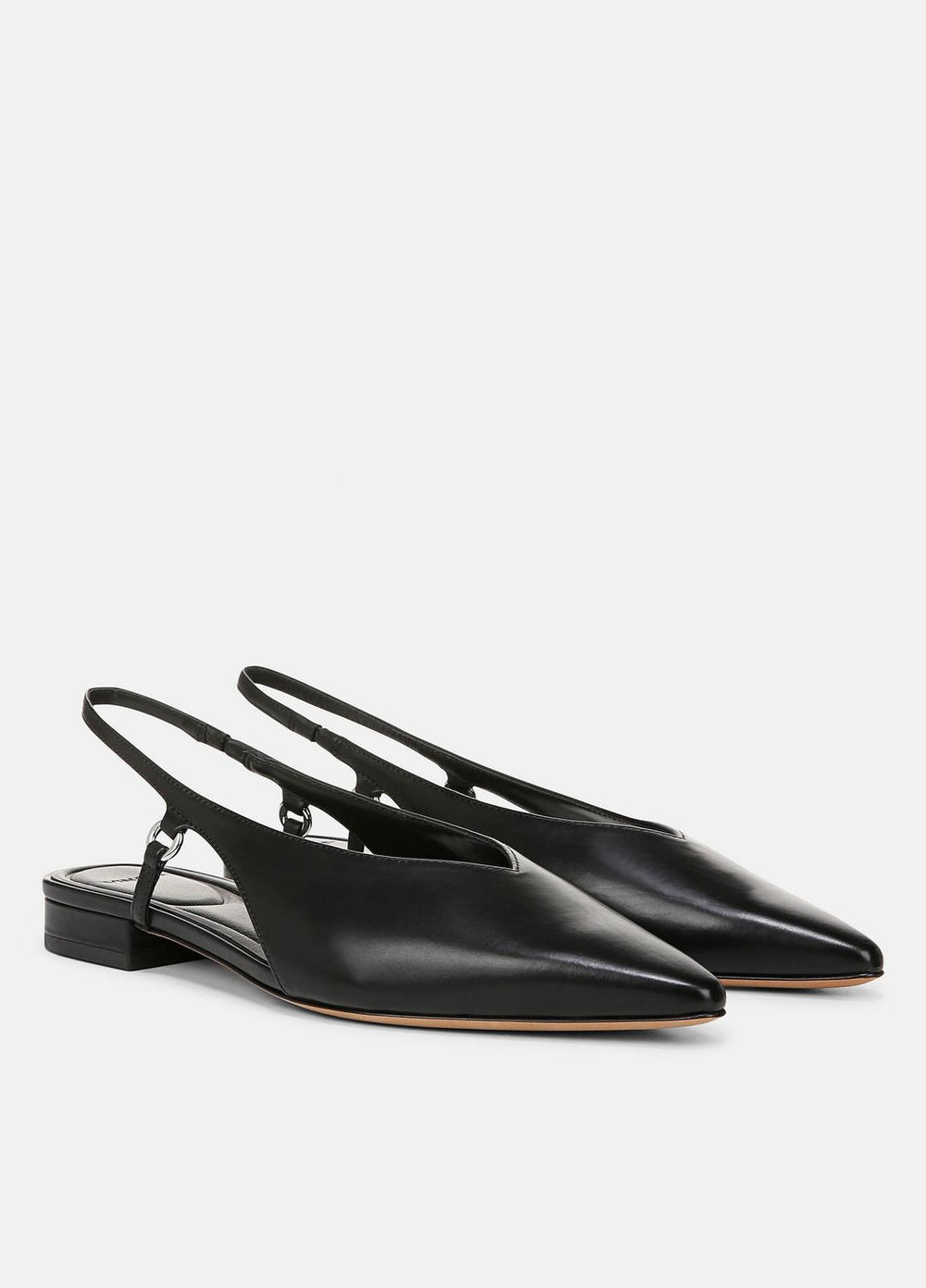 Ines Leather Slingback Flat in Shoes - BLACK