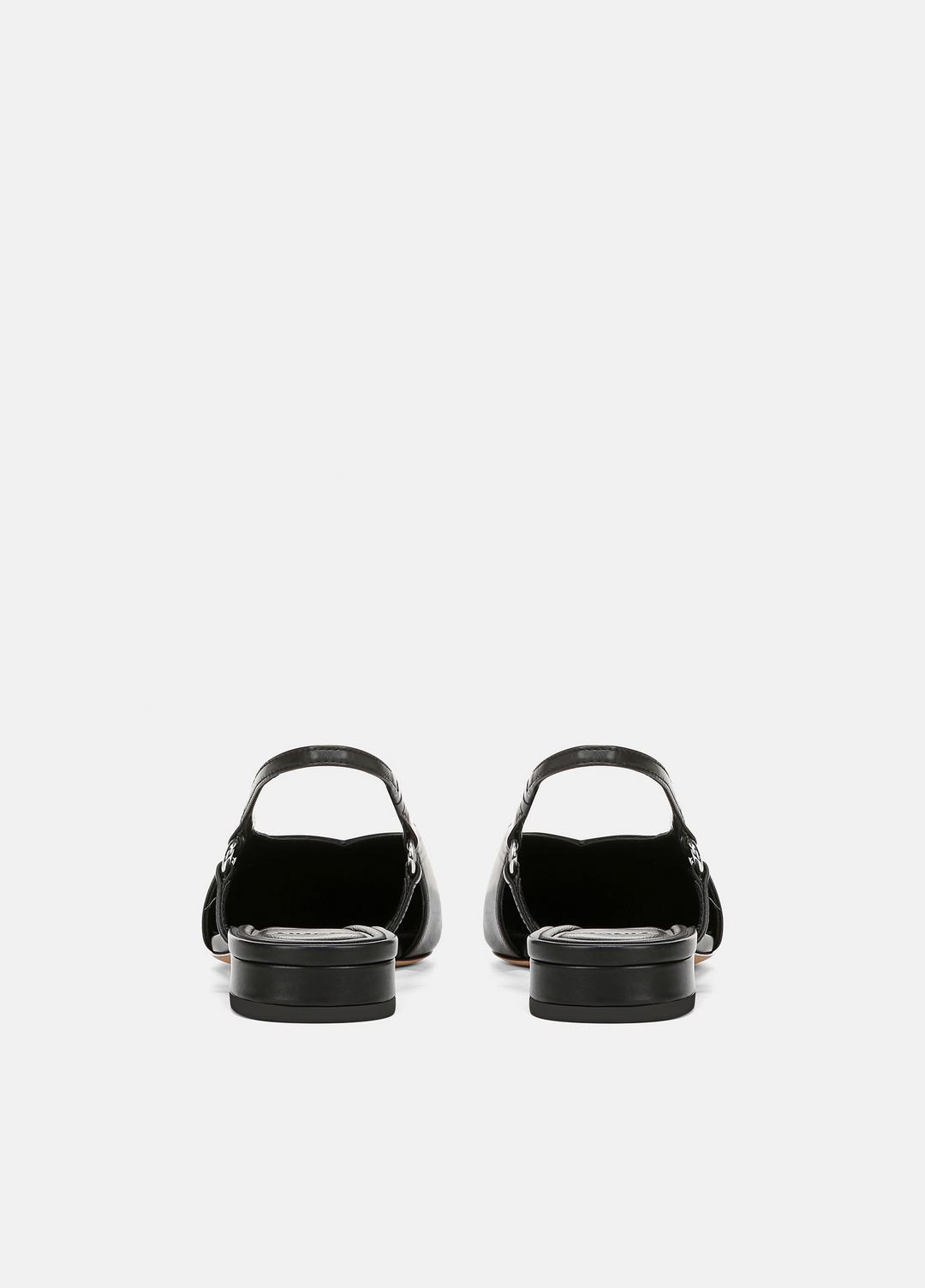 Ines Leather Slingback Flat in Shoes - BLACK
