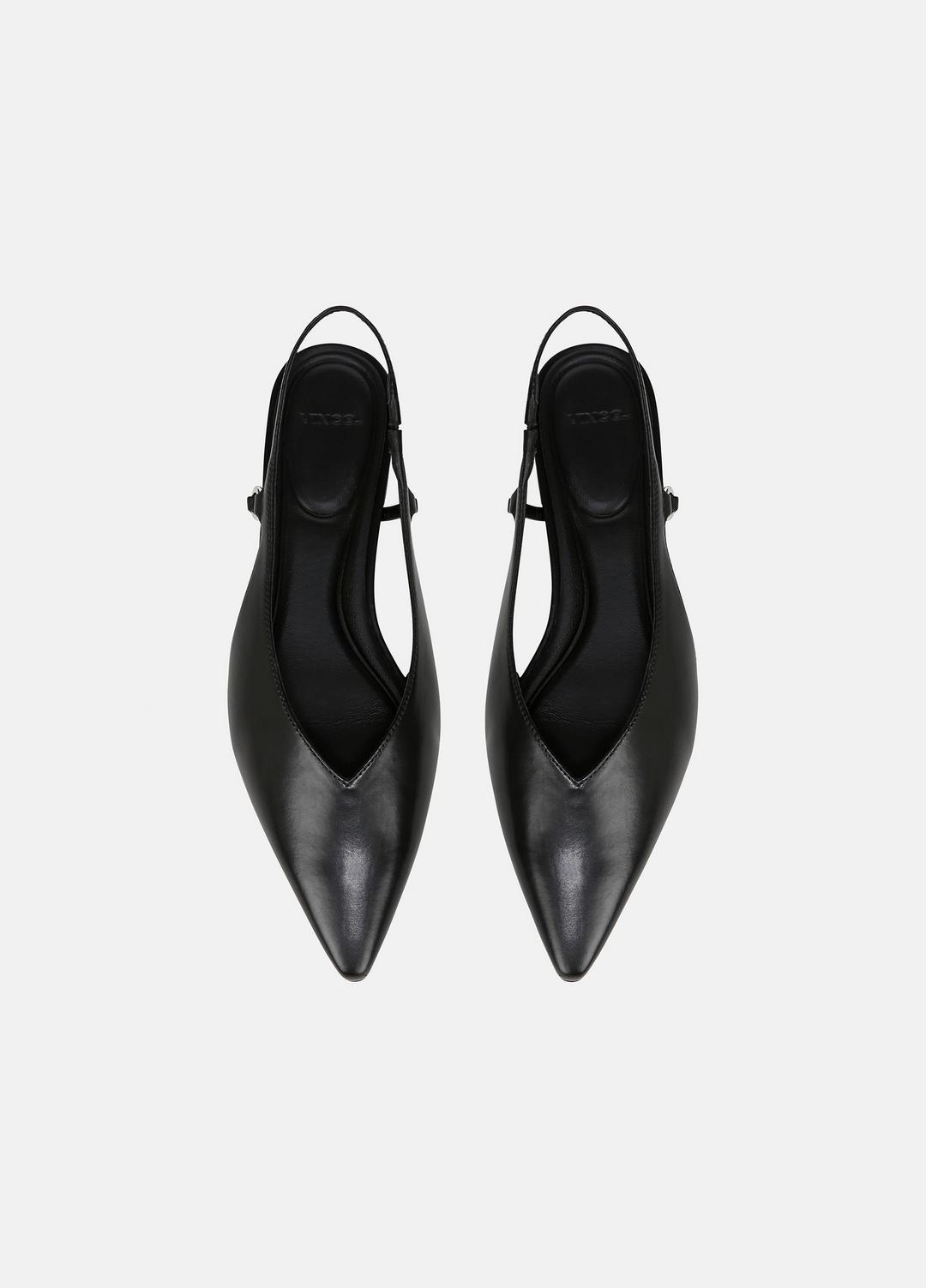 Ines Leather Slingback Flat in Shoes - BLACK