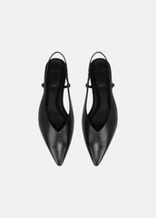Ines Leather Slingback Flat in Shoes - BLACK