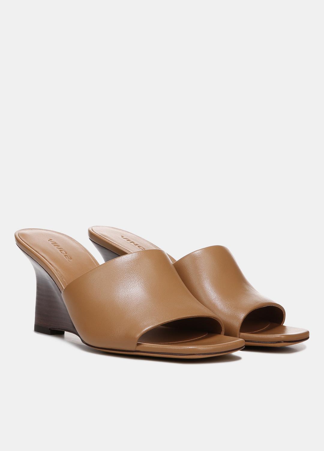 Pia Leather Wedge Sandal in Shoes - TAN