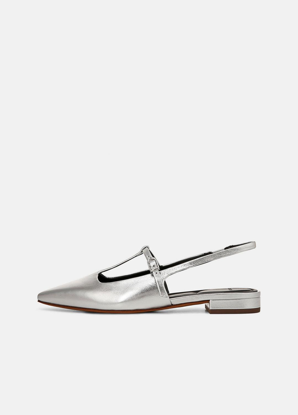 Iliana Metallic Leather Slingback Flat in Shoes - SILVER