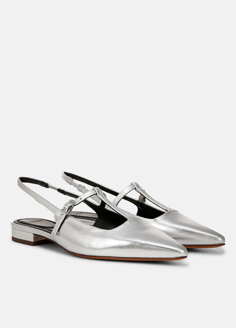 Iliana Metallic Leather Slingback Flat in Shoes - SILVER