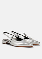 Iliana Metallic Leather Slingback Flat in Shoes - SILVER