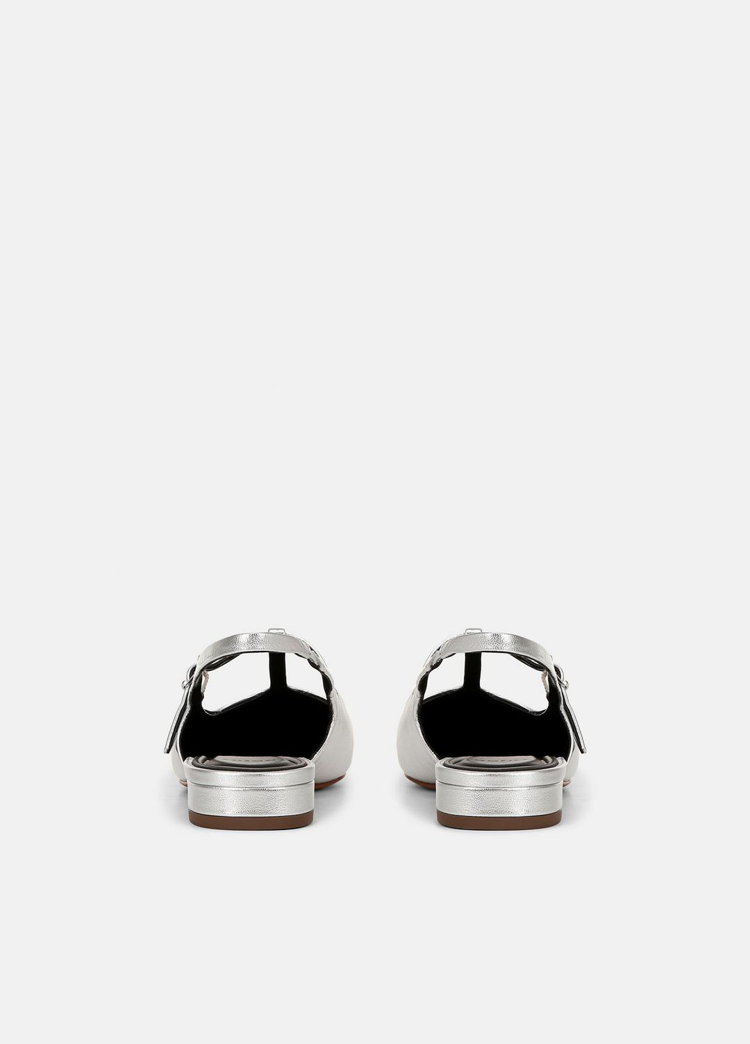 Iliana Metallic Leather Slingback Flat in Shoes - SILVER