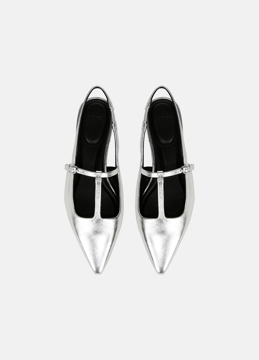 Iliana Metallic Leather Slingback Flat in Shoes - SILVER