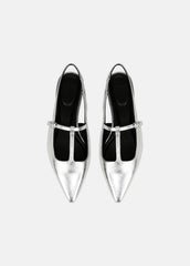 Iliana Metallic Leather Slingback Flat in Shoes - SILVER