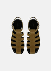 Melina Suede Fisherman Sandal in Shoes - OLIVE WOOD
