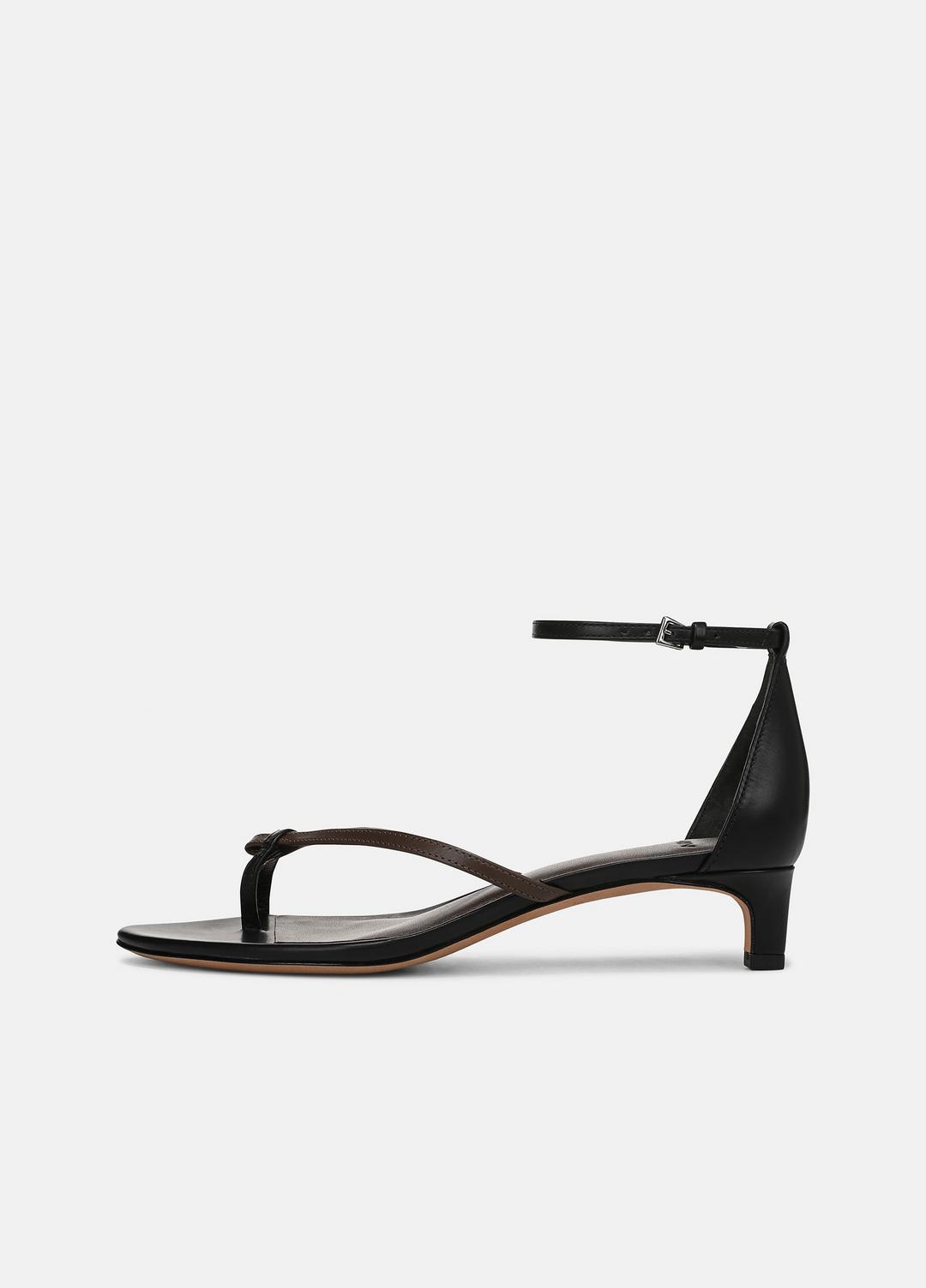 Siri Leather Heeled Sandal in Shoes - BLACK/NUTWOOD