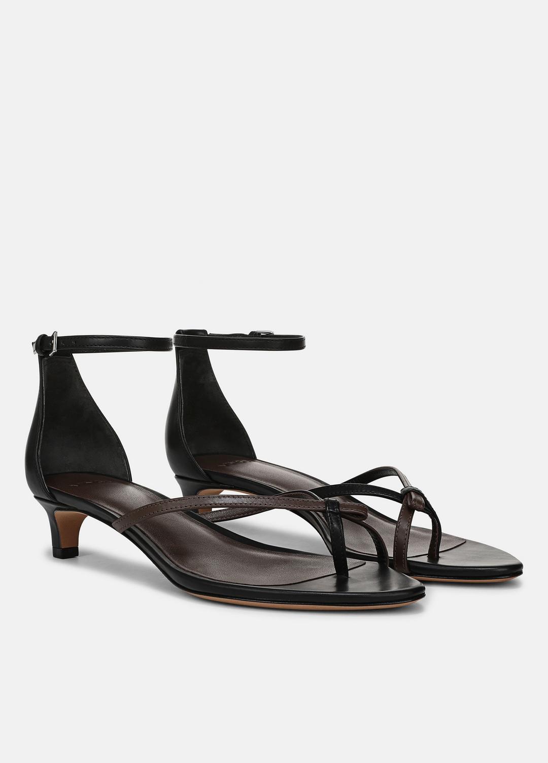 Siri Leather Heeled Sandal in Shoes - BLACK/NUTWOOD