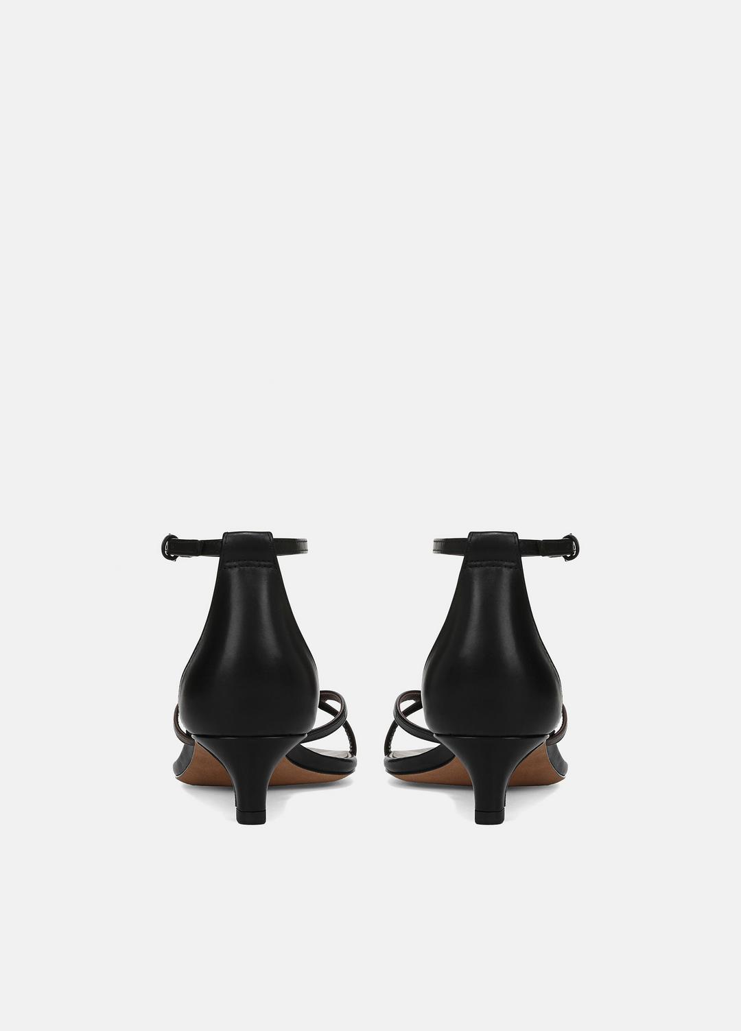 Siri Leather Heeled Sandal in Shoes - BLACK/NUTWOOD