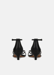 Siri Leather Heeled Sandal in Shoes - BLACK/NUTWOOD