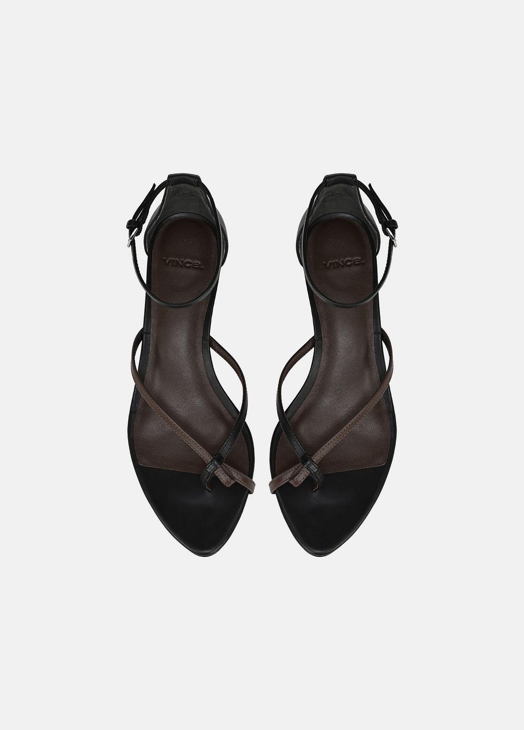 Siri Leather Heeled Sandal in Shoes - BLACK/NUTWOOD