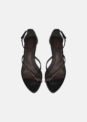 Siri Leather Heeled Sandal in Shoes - BLACK/NUTWOOD